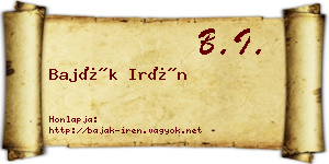 Baják Irén névjegykártya